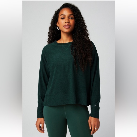 Fabletics Tops - Fabletics Cloud Jersey Boxy Long-Sleeve Top | L | Everpine Heather